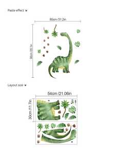 Cartoon handbemalte Dinosaurier- und Pflanzen-Wandaufkleber, Kinderzimmer Dekoration, Kindergarten Wanddekoration, Wohnzimmer Hintergrundwand Heimdekorationen - Verschiedenfarbig - Übersicht 12