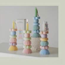 1pc Colorful Geometric Candle, Nordic Style Sculpture Candle, High-Quality Soy Wax, Candle Adopts Stackable Modular Design, Suitable For Home Decor, Proposal, Wedding Decoration, Party Decor,Photography Props, Creative Gifts,Birthday Gifts,Cute Decor - A - View 8