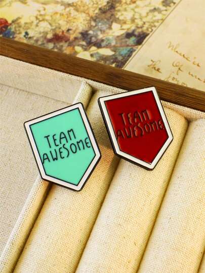 1pc New Arrival European And American Popular "TEAM AWESOME" Arrow Badge, Denim Jacket Accessory