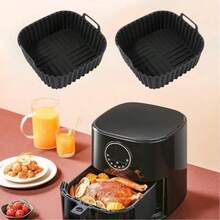 Black Square Air Fryer Baking Tray Non-Stick With Handles Oven - 黑色 - 查看 9