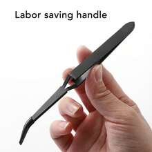 Pinzette in acciaio inossidabile nero da 2 pezzi con impugnatura in silicone | Ideali per professionisti delle unghie e per uso domestico - nero - Visualizzare 2