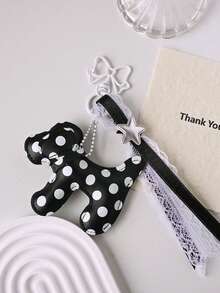 Cute Lace Bow Keychain, White/Black Bag Pendant, Phone Chain Package Accessory, Polka Dot Cute Polyester - Multicolor - View 2