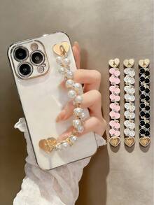 Móc khóa điện thoại hình trái tim đính ngọc trai sang trọng dễ thương, phụ kiện ốp lưng điện thoại kiểu vòng tay ngọc trai tự dính, đồ trang trí điện thoại thủ công, quà tặng mùa xuân cho bé gái dự tiệc sinh nhật. - A - Xem 2