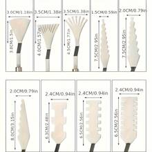 9件套艺术家调色刀套装，带雕刻木柄 - 不锈钢工具，适用于油画和丙烯画，纹理和设计多样，绘画艺术用品 - 刮刀 - 查看 3