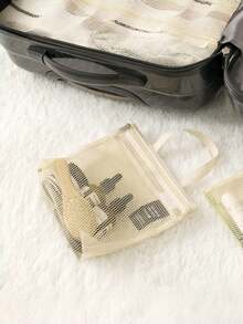 1个轻便网眼淋浴袋，大容量旅行洗漱包，悬挂式浴室收纳袋，带拉链的便捷化妆刷收纳袋，适合存放口红，简约便携网眼洗漱包，学生化妆包，化妆品收纳袋，化妆包，旅行洗漱包，度假必备，女性旅行礼物 - 彩色 - 查看 3