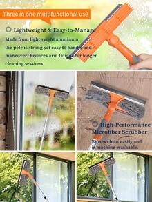 Professional 72" High Window Cleaning Squeegee Set With Extension Pole, 2-In-1 High Window Cleaning Squeegee Set With 1 Rotatable Head And 2 Interchangeable Washers, Best Indoor Outdoor Window Washing Equipment - A - View 11