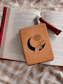 Moon Flower Print Protective Case For Kindle NK 11/Kobo/Kindle Kids/Kindle Paperwhite 5/Kindle 2024, Auto Wake/Sleep Function, Slim & Lightweight, Perfect Fit To Protect Your Reading Device - Multicolor - View 1