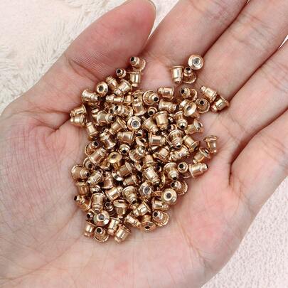 100pcs Gold Plated Iron Bullet Ear Plugs, Jewelry Making Earring Findings