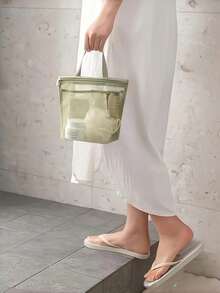 1个轻便网眼淋浴袋，大容量旅行洗漱包，悬挂式浴室收纳袋，带拉链的便捷化妆刷收纳袋，适合存放口红，简约便携网眼洗漱包，学生化妆包，化妆品收纳袋，化妆包，旅行洗漱包，度假必备，女性旅行礼物 - 彩色 - 查看 8