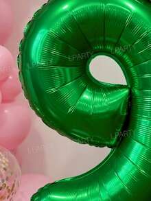 12pcs/Set 32-Inch Green Number 0-9 Birthday Party Decorative Balloons, 10-Inch Light Green And Macaron Pink Latex Balloons, Mini Gold Crown Shaped Balloons, Suitable For Birthday, Baby Shower, Princess Theme Party Decorations - Green Numbers - View 6