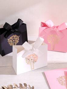 5pcs Christian Easter Gift Boxes With Gold Cross & Floral Patterns, Tied With Ribbons And Wrapped In Religious Themes, Suitable For Easter, First Communion, Baptism And Wedding Favors - Multicolor - View 9