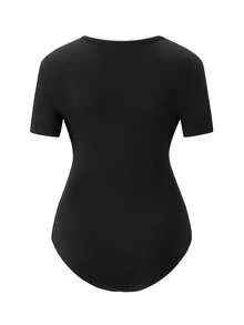 Maternity Sexy Bodysuit, Fashionable Design, Comfortable Stretchy Fabric, Versatile For Summer Outerwear And Winter Layering Black - Black - View 5