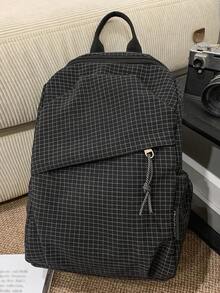 Unisex All-Over Plaid Print Multi-Functional Backpack, Convenient For Travel, With Storage Pockets And Adjustable Shoulder Straps, Suitable For Students, Leisure And Commuting - Multicolor - View 4