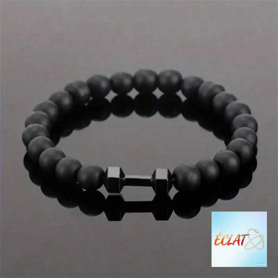 1pc Matt Bead Dumbbell Design Men's Bracelet Fashionable Fitness Style Gift Personalized Strength Gym Gear Daily Outfits Fathers Day Gift School Jewelry Men Y2k Accessories Goth Chains Jeans Accessories Gothic Jewellery Back To School Street Halloween Acc 6I3X - 樣式 1 - 查看 1