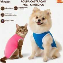 Roupa Pet Pós-Cirúrgica Castração Fêmea e Macho Lisa Protetora Para Cachorros e Gatos - Multicolorido - Visão 2