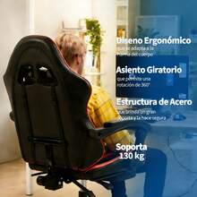 Silla para juegos de cuero artificial del sudeste asiático, no estándar, en rojo y negro - Rojo y negro - Ver 6