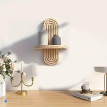Boho Shelf Wall Decor Wooden Hanging Shelf Candle Holder For Living Room Bedroom Mid Century Modern Wall Decor - nhật ký - Xem 7