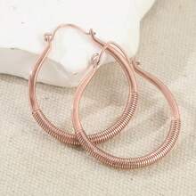 Copper Wire Wrapped Hoop Earrings, Copper Large Hoop Earrings, Rustic Style Jewelry, Large Hoop Earrings - Bronze - View 2