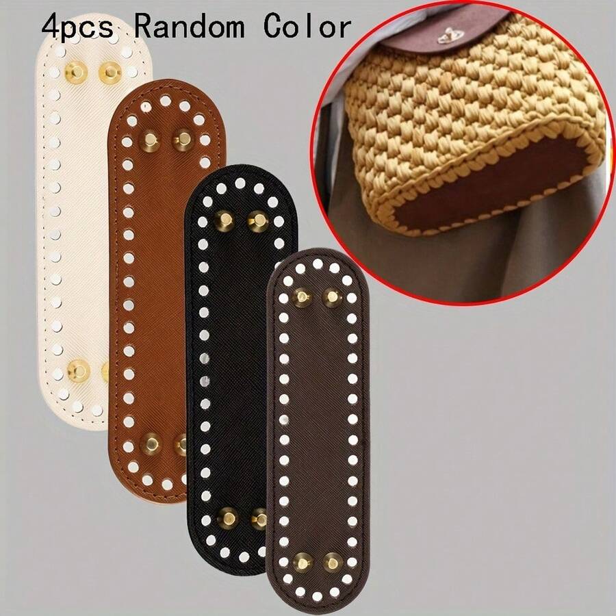 4 colores 18*5cm Ovalado Hecho a mano Crochet Fondo plano, Accesorios para hacer bolsos y carteras DIY - Multicolor - Ver 1