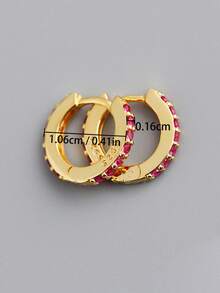 1 Pair Elegant Earrings, High-Quality Jewelry, Women's Daily Wear, Birthday Gift, Eye-Shaped Design With Zirconia Inlaid - Yellow Gold - View 1