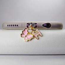1pc Pink Butterfly & Letter Dust Plug, Compatible With Type-C Charging Port, Fits Mi, And Other 5-16 Smartphone Models - Type-c - View 25