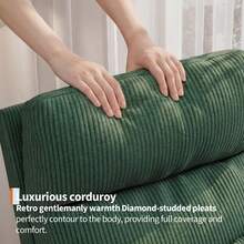 Sillón Mecedor de Lactancia Moderno con Cojín | Con Bolsillos Laterales para Almacenamiento | Ideal para Cuarto del Bebé, Sala o Dormitorio - Verde + Pana - Sin pedales - Ver 4