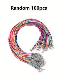 10/20/30/40/50/100pcs Wax Cord Necklace String, Gold Lobster Clasp Braided Rope Necklace, Leather Cord Necklace, Bulk Jewelry Making Chain, Necklace& Bracelet Cord - Black - View 21