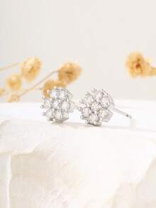 1 par de pendientes de lujo y elegantes con diseño de cinco pétalos, diseño elegante adecuado para el uso diario - Verde - Ver 7