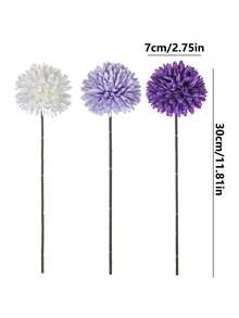 1/2個/5個 人造球花、菊花、刺繡球花，婚禮裝飾、居家花瓶、裝飾品、桌面裝飾、客廳、臥室、床頭花藝布置、新娘花束、手腕花飾、胸花材料、生日派對裝飾材料、新年情人節禮物 - 白+深紫+淺紫 - 查看 2