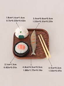 5-Piece Mini Simulation Japanese Food Decorations Sushi Model Cartoon Cute Tray Chopstick Ornament DIY Scene Decoration Accessories - Mô hình trang trí đĩa sushi - Xem 8
