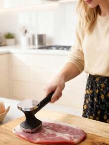 1Pc Chicken Masher Solid Silver Thickened Hammer Body Zinc Alloy Multi-Functional Mincing Tenderizing Mashing Modern Chicken Masher Kitchen Home Beef Chicken New Year Cooking Accessory - Multicolor - View 2