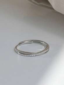 HuooNew 1pc 925 Sterling Silver Open Ring Jewelry, Unisex Design - Silver - View 5