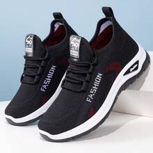 New Casual Sports Shoes For Spring 2026, Featuring A Lace-Up Design, EVA Material, Breathable Mesh Upper, Stylish Appearance, Fashionable Color Scheme, Versatile And Easy To Match, And A Thickened Sole. New Arrival Now. - 黑色 - 查看 4