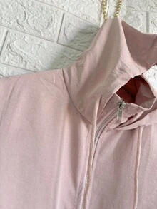 Women's Windbreaker Bomber Jacket - Light Pink ZY1003 - View 3