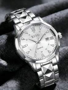 1pc XSVO Men's Luxury Diamond Quartz Watch, Business Formal Wristwatch, Perfect Gift For Birthday, Father, Boyfriend - one-size - View 3