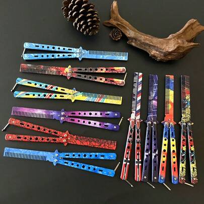 New Butterfly Comb Folding Comb Training Knife, Unsharpened Stainless Steel - Recommended For Holiday Gifts, Birthday Gifts, Valentine's Day Gifts, Gifts, Perfect Gifts, Valentine's Day Gifts For Her, Toys For Girls, Easter, Boys Toys, Valentine's Gifts For Boyfriend, Squishy Toys, Cute Items