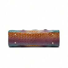 Bolso de Mano Retro Tipo Baguette (Bajo el Brazo) para Mujer - Diseño de Textura de Cocodrilo Boho Chic - Morado - Ver 4