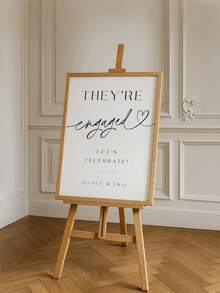 1 pieza - Póster de logotipo de boda minimalista, cartel de compromiso estilo bohemio, cartel de bienvenida imprimible para fiesta de compromiso, arte de pared personalizado con tu nombre, ilustración personalizada, póster para exteriores - Multicolor - Ver 4