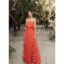Pleated Chest-Wrapped  Dress - trái cam - Xem 2