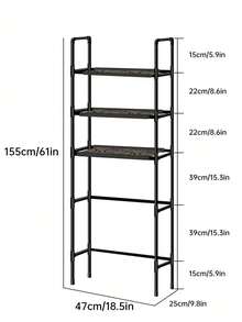 Over-The-Toilet Storage Rack, Freestanding Bathroom Organizer, Available In Black & White - màu đen - Xem 7