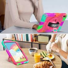 适用于 11 A16 / 10 11 英寸/10.9 英寸、 9/8/7 10.2 英寸、 6/5/Air2/Pro 2016 9.7 英寸以及 Galaxy Tab A11+/A11 Plus/A9+/A9 Plus 11 英寸的儿童平板电脑保护套，配备 360° 旋转支架和挂绳 - 玫紅色 - 查看 4