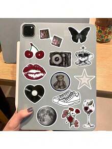 50Pcs Aesthetic Stickers Watercolor Stickers Y2k Stickers Y2K Dark Goth Stickers Downtown Stickers Y2k Gifts Groovy Stickers 90s Stickers Vinyl Waterproof Stickers For Envelope,Water Bottle,Computer,Laptop,Phone,Luggage,Notebook,Fridge - 各種各樣的 - 查看 7