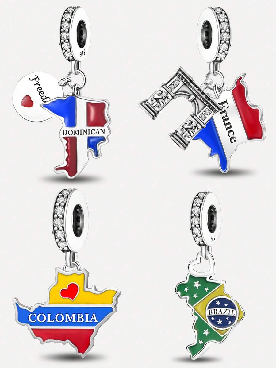 1pc Brazil Map Pendant Bead, Suitable For Women Jewelry DIY Bracelet - Beads - View 1