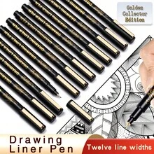 12 头颜料勾线笔 黑色 Micron 墨水马克笔 漫画绘画素描针线笔钩线笔 素描美术用品 - 套裝 - 查看 1