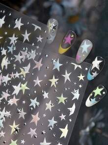 1 bộ sticker dán móng tay 5DStar màu trắng, hồng, xanh dương, bạc, vàng, hình ngôi sao, to nhỏ, không đối xứng, tự dính. - Nhiều màu - Xem 1