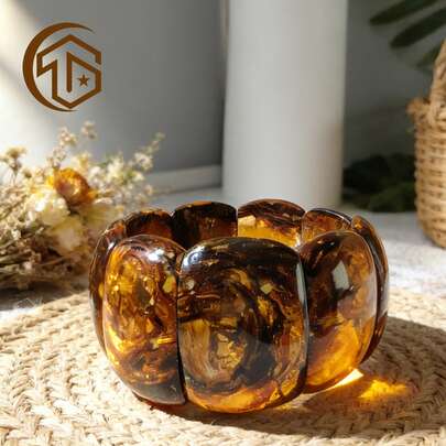Zhenwei xina Un brazalete de coral dorado estabilizado, estilo bohemio, elegante y sencillo, adecuado para que las mujeres lo usen o regalen como regalo de cumpleaños, Día de San Valentín, Acción de Gracias.