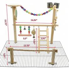 Bird Playground Top Cage, Parrot Gym Hanging Chewing Toys, Cage Top Play Stand For Conure, Parakeets, Budgie, Cockatiels, Lovebirds, Wood Perch Toys - 放 - 查看 8
