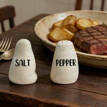 1 Set Handmade Asymmetrical Ceramic Salt & Pepper Shaker Set, Refillable, Modern Scandinavian Style, Suitable For Kitchen And Dining Table, Perfect Housewarming Or Wedding Gift - Multicolor - View 3