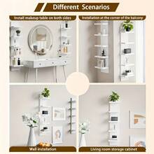 LOVEWE 5 Tier Wall Shelf Unit,White Vertical Floating Shelf-Narrow Decorative Wall Mount Modern Wall Decor Shelves For Bedrooms - 5層 - 查看 3