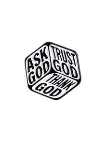 1 Piece Minimalist Christian Life Practice Pin Ask God Trust God Thank God Theme Pin For Minimalist Style Believers Daily Devotion Reminder And Versatile Outfit Scene - Black and White - View 6